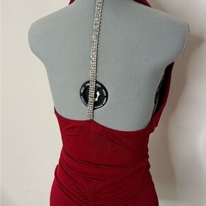 Guess Marciano Red Backless Rhinestone Sexy Halter S